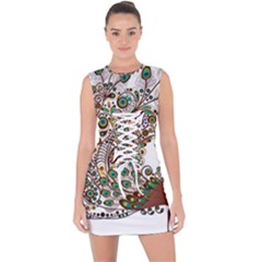 Peacock Graceful Bird Animal Lace Up Front Bodycon Dress by artworkshop