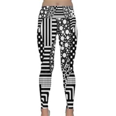 Black And White Lightweight Velour Classic Yoga Leggings by gasi