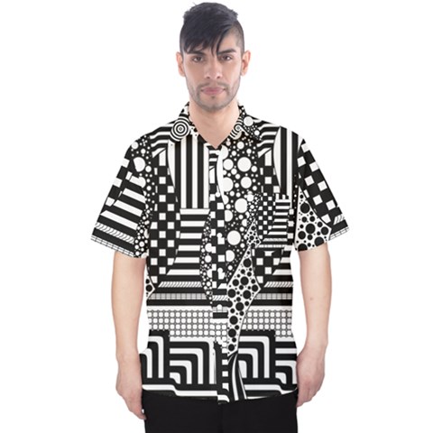 Black And White Men s Hawaii Shirt by gasi