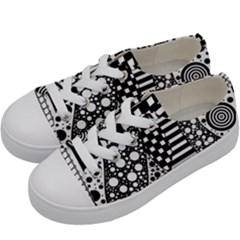 Black And White Kids  Low Top Canvas Sneakers by gasi