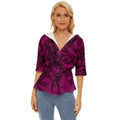 Aubergine Zendoodle Lightweight Drawstring Hooded Top by Mazipoodles