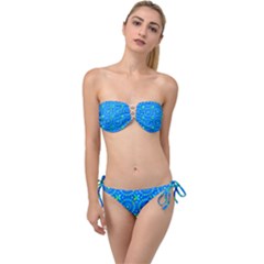 Kaleidoscope Blue Twist Bandeau Bikini Set by Mazipoodles