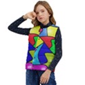 Colorful abstract art Kid s Short Button Up Puffer Vest	 View3