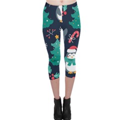 Colorful Funny Christmas Pattern Capri Leggings  by Uceng