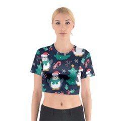 Colorful Funny Christmas Pattern Cotton Crop Top by Uceng