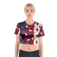 Flat Design Christmas Pattern Collection Art Cotton Crop Top by Uceng