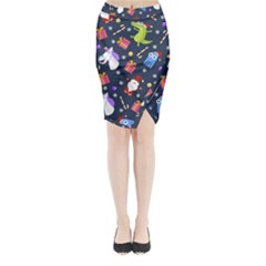 Colorful Funny Christmas Pattern Midi Wrap Pencil Skirt by Uceng