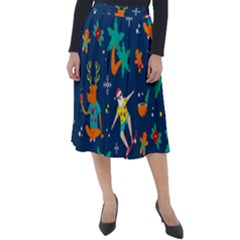 Colorful Funny Christmas Pattern Classic Velour Midi Skirt  by Uceng