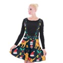 Funny Christmas Pattern Background Suspender Skater Skirt View1