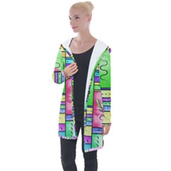 Colorful Pattern Longline Hooded Cardigan by gasi