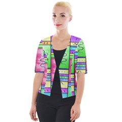 Colorful Pattern Cropped Button Cardigan by gasi