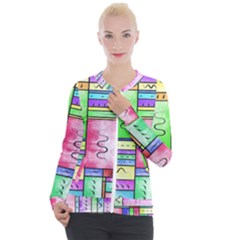 Colorful Pattern Casual Zip Up Jacket by gasi