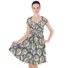 Gong Instrument Motif Pattern Cap Sleeve Midi Dress by dflcprintsclothing