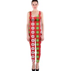 Festive Pattern Christmas Holiday One Piece Catsuit by Ravend