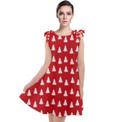 White Christmas Tree Red Tie Up Tunic Dress by TetiBright