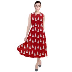 White Christmas Tree Red Round Neck Boho Dress by TetiBright