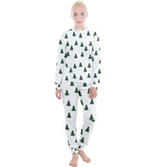 Green Christmas Trees White Women s Lounge Set by TetiBright