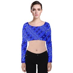 Abstract Tech Modern Pattern Velvet Long Sleeve Crop Top by dflcprintsclothing