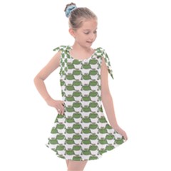 Funny Frog Cartoon Drawing Motif Pattern Kids  Tie Up Tunic Dress by dflcprintsclothing