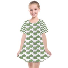 Funny Frog Cartoon Drawing Motif Pattern Kids  Smock Dress by dflcprintsclothing