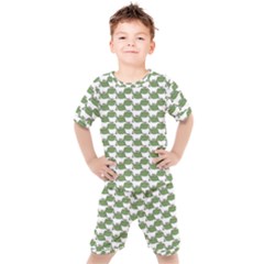 Funny Frog Cartoon Drawing Motif Pattern Kids  Tee And Shorts Set by dflcprintsclothing