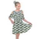 Funny Frog Cartoon Drawing Motif Pattern Kids  Shoulder Cutout Chiffon Dress View1