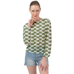 Funny Frog Cartoon Drawing Motif Pattern Banded Bottom Chiffon Top by dflcprintsclothing