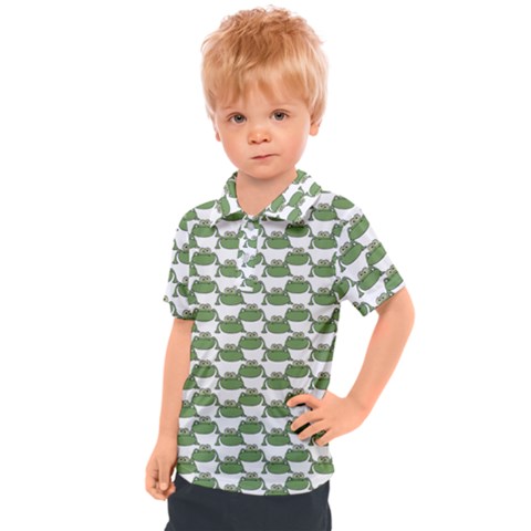 Funny Frog Cartoon Drawing Motif Pattern Kids  Polo Tee by dflcprintsclothing