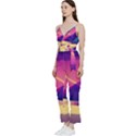Abstract Geometric Landscape Art 3d Render V-Neck Spaghetti Strap Tie Front Jumpsuit View2