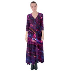 Space Futuristic Shiny Abstraction Button Up Maxi Dress by Pakemis