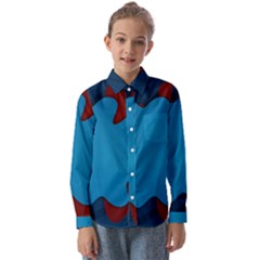 Background Abstract Design Blue Kids  Long Sleeve Shirt by Ravend