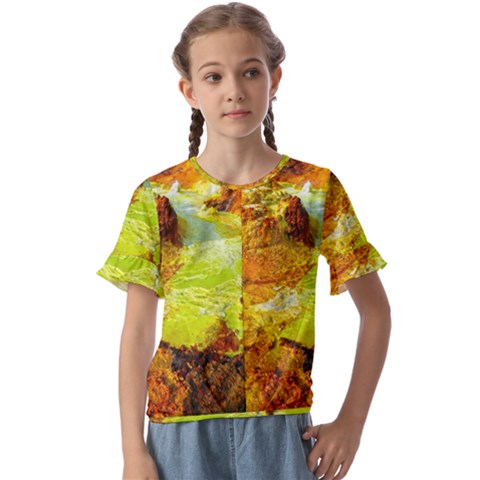 Lake Dallol In Danakil Depression Ethiopia Kids  Cuff Sleeve Scrunch Bottom Tee by danenraven