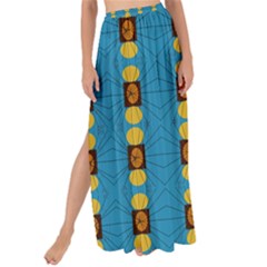 Square And Circles Blue Maxi Chiffon Tie-up Sarong by FunDressesShop