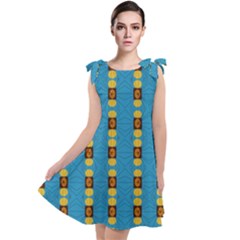 Square And Circles Blue Tie Up Tunic Dress by FunDressesShop