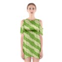 Textured Green Circles Pattern Shoulder Cutout One Piece Dress View1