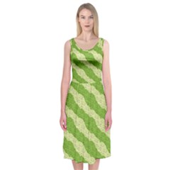 Textured Green Circles Pattern Midi Sleeveless Dress by FunDressesShop