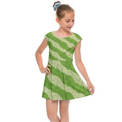 Textured Green Circles Pattern Kids  Cap Sleeve Dress by FunDressesShop