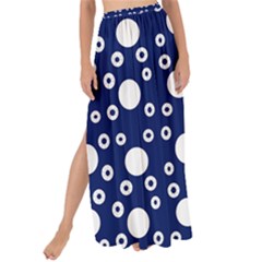 White Circles Blue Maxi Chiffon Tie-up Sarong by FunDressesShop