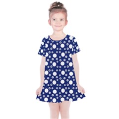 White Circles Blue Kids  Simple Cotton Dress by FunDressesShop