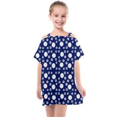 White Circles Blue Kids  One Piece Chiffon Dress by FunDressesShop