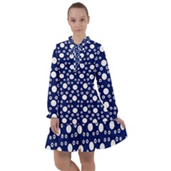 White Circles Blue All Frills Chiffon Dress by FunDressesShop