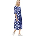 White Circles Blue Double Cuff Midi Dress View3