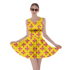 Flowers Shapes On Yellow Skater Dress by FunDressesShop