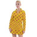 Flowers Shapes on yellow Women s Long Sleeve Casual Dress View1