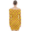 Flowers Shapes on yellow Long Sleeve Off Shoulder Dress View2