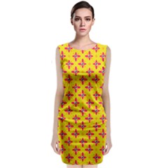 Flowers Shapes On Yellow Sleeveless Velvet Midi Dress by FunDressesShop