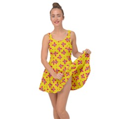 Flowers Shapes On Yellow Inside Out Casual Dress by FunDressesShop