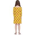 Flowers Shapes on yellow Kids  Quarter Sleeve Skater Dress View2