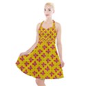 Flowers Shapes on yellow Halter Party Swing Dress  View1