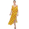 Flowers Shapes on yellow Maxi Chiffon Cover Up Dress View1